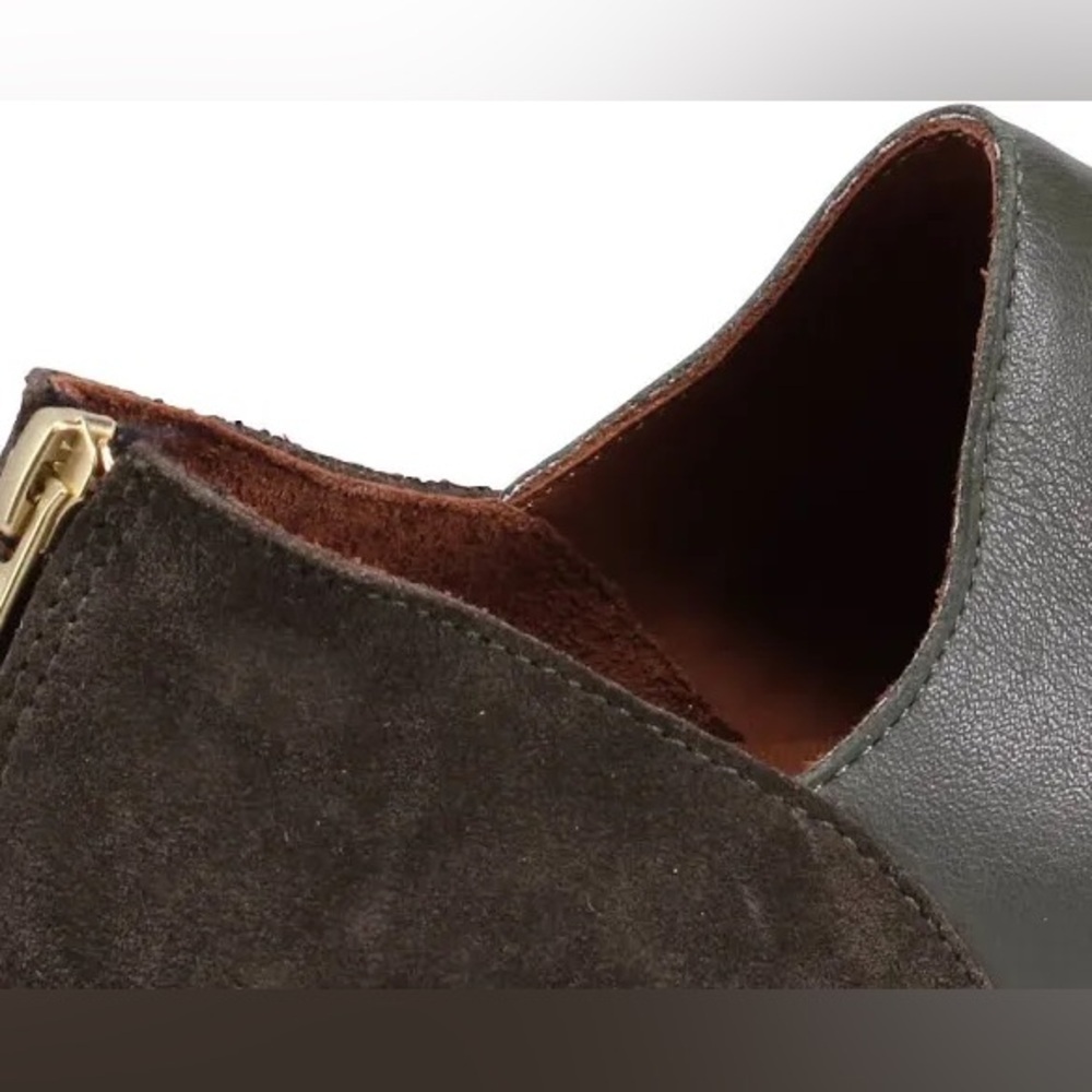 Bueno Olive Green Leather Slip-On Loafer Shoes - Picture 6 of 6